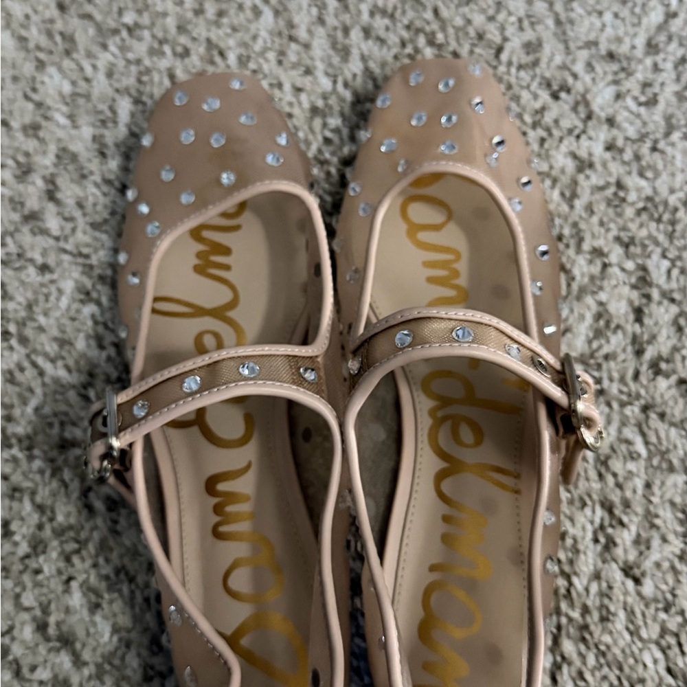Sam Edelman Tan Rhinestone Mary Jane Flats - Picture 5 of 5